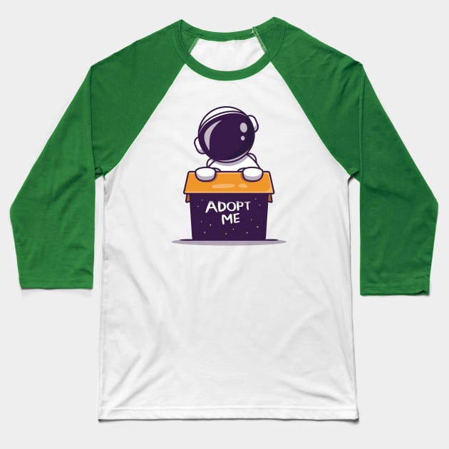 Cute Astronaut In Box Baseball T-Shirt by Catalyst Labs